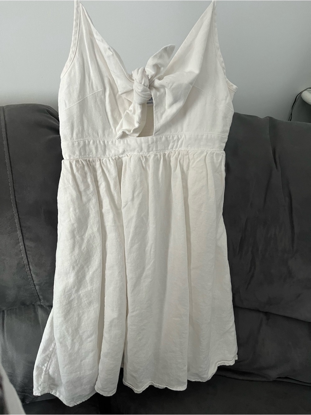 White Knot-Front Casual Sundress - Lightweight Everyday Dress
